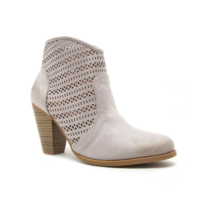 Qupid Nixon Perforated Ankle Booties