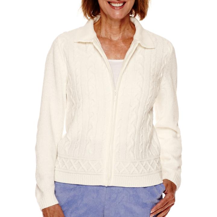 Alfred Dunner Aurora Borealis Long-sleeve Zip Chenille Cardigan - Petite