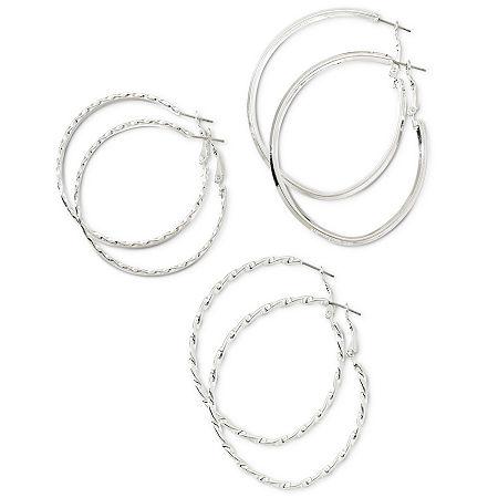 Decree Silver-tone 3-pr. Hoop Earrings
