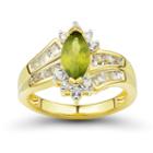 Womens Genuine Green Peridot 14k Gold Over Silver Cocktail Ring