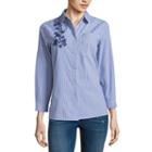 Liz Claiborne Long Sleeve Embroidered Shirt - Tall