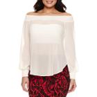 Bisou Bisou Slit Sleeve Smocked Off Shoulder Top