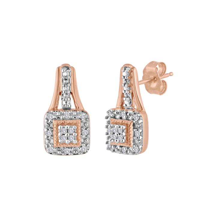 1/10 Ct. T.w. Diamond 14k Rose Gold Over Sterling Silver Earrings