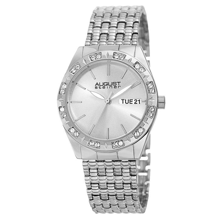 August Steiner Womens Silver Tone Strap Watch-as-8177ss