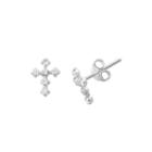 Itsy Bitsy&trade; Crystal Sterling Silver Cross Earrings