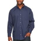 Van Heusen Wrinkle Free Twill Button Down Long Sleeve Stripe Button-front Shirt-big And Tall