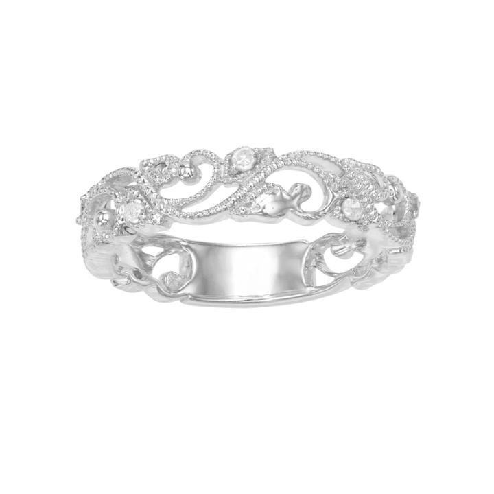 Womens 1/10 Ct. T.w. White Diamond Sterling Silver Band