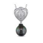 1/8 Ct. T.w. Diamond & Genuine Black Tahitian Pearl Sterling Silver Pendant