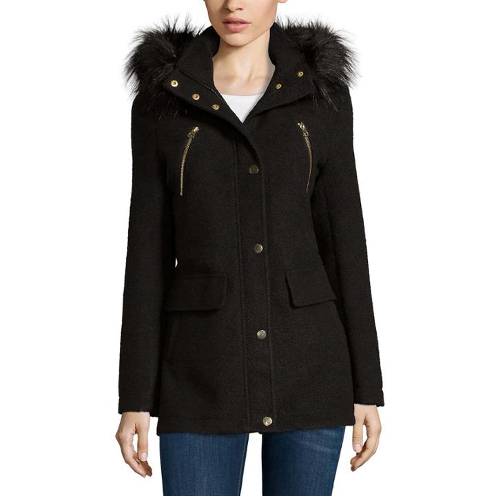 A.n.a Faux-fur Trim Anorak Wool Coat - Tall