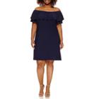 Danillo Short Sleeve Off The Shoulder Eyelet Sheath Dress-plus