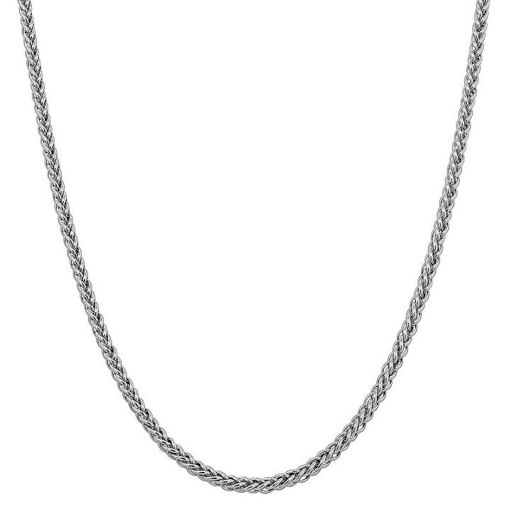 14k White Gold Semisolid Wheat 18 Inch Chain Necklace
