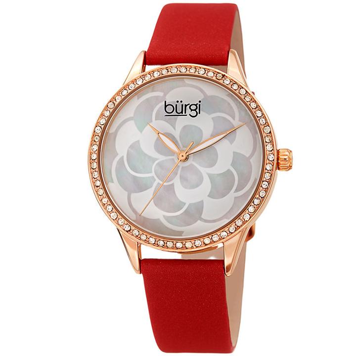Burgi Womens Red Strap Watch-b-203rdr