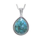 Color-enhanced Turquoise Sterling Silver Teardrop Pendant Necklace