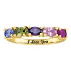 Personalized Simulated Birthstones Engravable Side Stone Ring