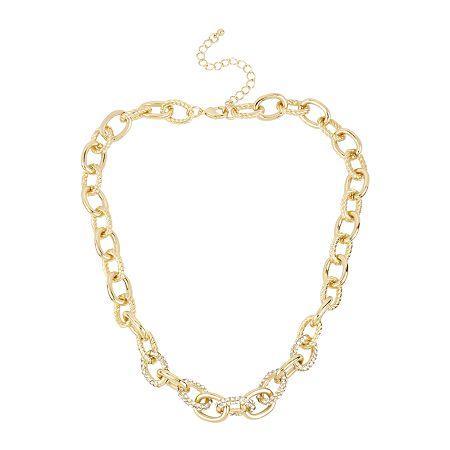 Worthington Gold-tone Crystal Pav Link Necklace