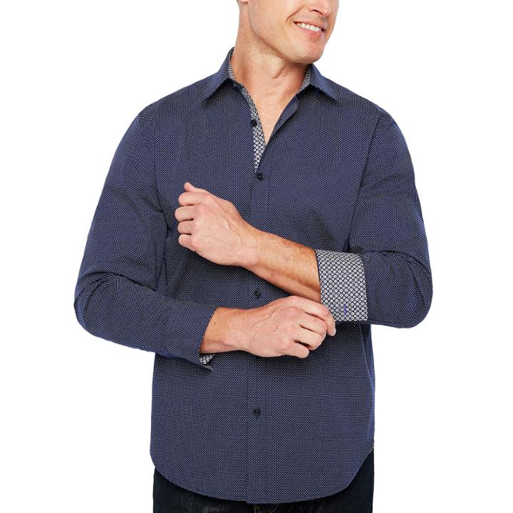 Society Of Threads Long Sleeve Dots Button-front Shirt