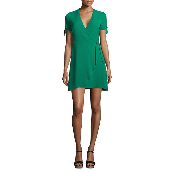 B. Darlin Short Sleeve Wrap Dress-juniors