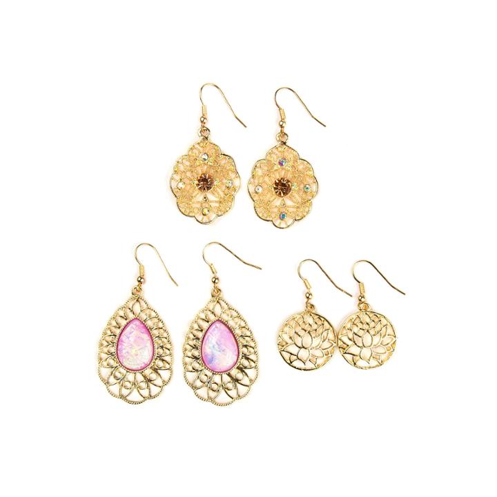 Decree 3-pc. Gold-tone Open Work Metal Drop Earring Set