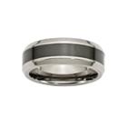 Mens 8mm Titanium & Black Ceramic Wedding Band