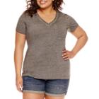 Arizona Short Sleeve V Neck T-shirt-juniors Plus