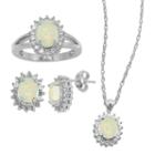 Lab-created Opal & White Sapphire 3-pc. Oval Jewelry Set