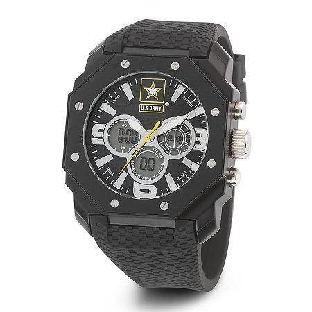 Wrist Armor C28 Mens Us Army Black Silicone Chronograph Watch