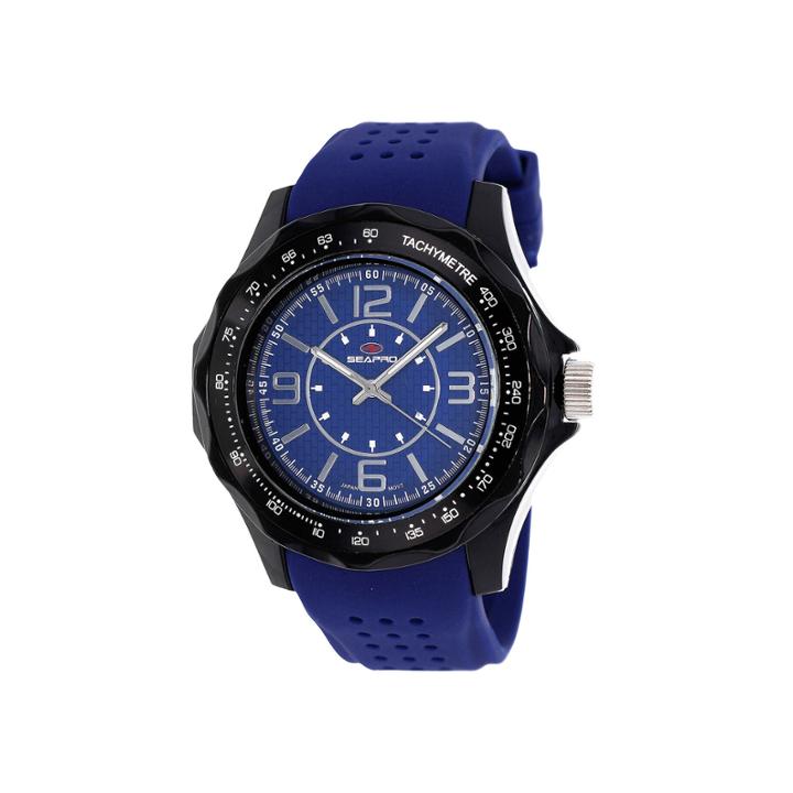 Seapro Dynamite Mens Blue Dial Blue Silicone Strap Watch