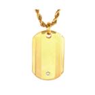 Mens Cubic Zirconia Gold-tone Ion-plated Stainless Steel Dog Tag Pendant Necklace