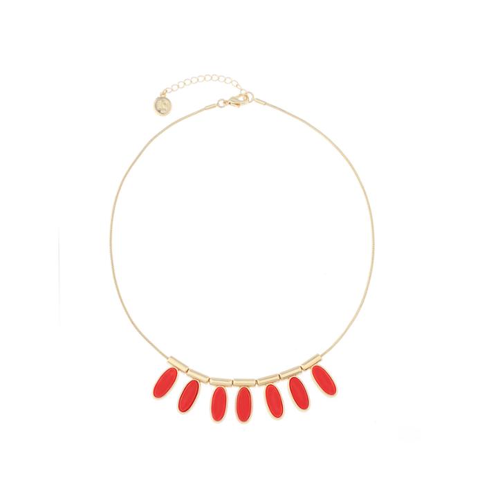Liz Claiborne 1820 Frontal Collar Coral & Gold-tone Necklace