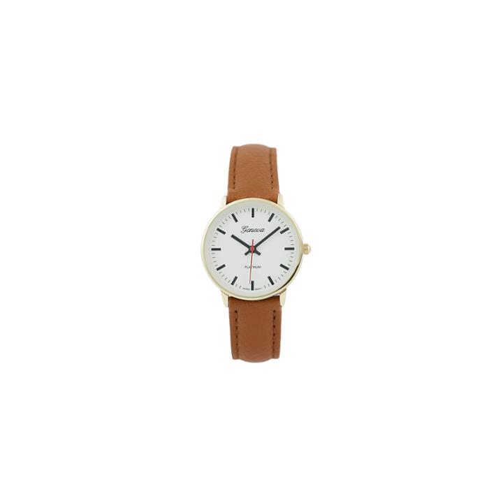 Geneva Platinum Womens Brown Strap Watch-15025