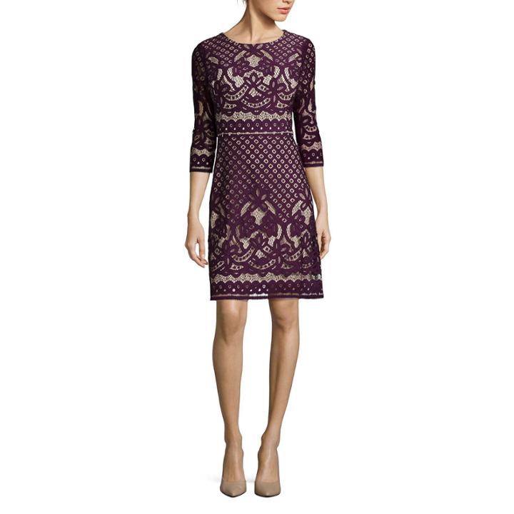 Danny & Nicole 3/4-sleeve Lace Fit-and-flare Dress