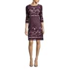 Danny & Nicole 3/4-sleeve Lace Fit-and-flare Dress