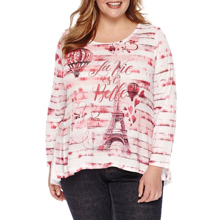 Unity World Wear 3/4 Sleeve Scoop Neck Hearts T-shirt - Plus