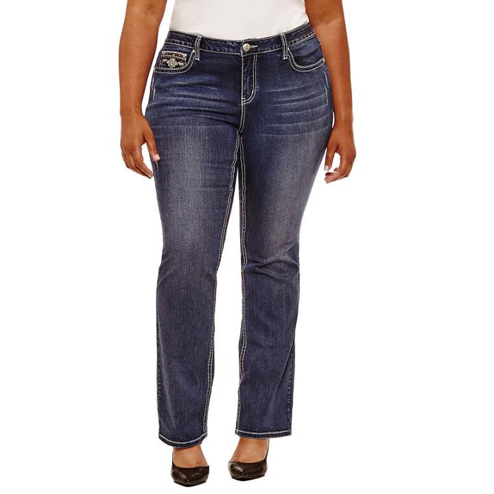 Boutique + 33 Embellished Pocket Bootcut Jeans - Plus