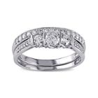3/4 Ct. T.w. Diamond 10k White Gold 3-stone Bridal Ring Set