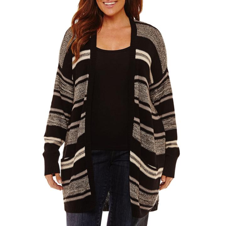 St. John's Bay Open Front Cardigan With Pockets-plus