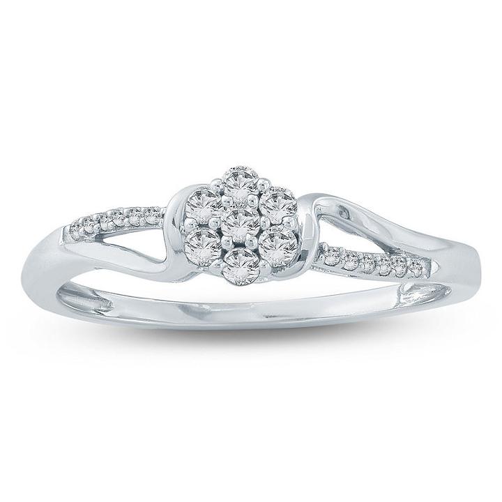 Promise My Love Womens 1/6 Ct. T.w. Genuine Round White Diamond 10k Gold Promise Ring