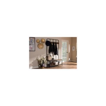 Baxton Studio Hull Rustic Industrial Style Antique Black Metal And Wood Entryway Hall Tree