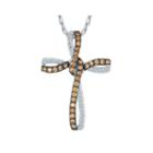 3/8 Ct. T.w. White And Champagne Diamond Cross Pendant Necklace