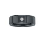 Mens 8mm Diamond Accent Black Stainless Steel & Ceramic Wedding Band