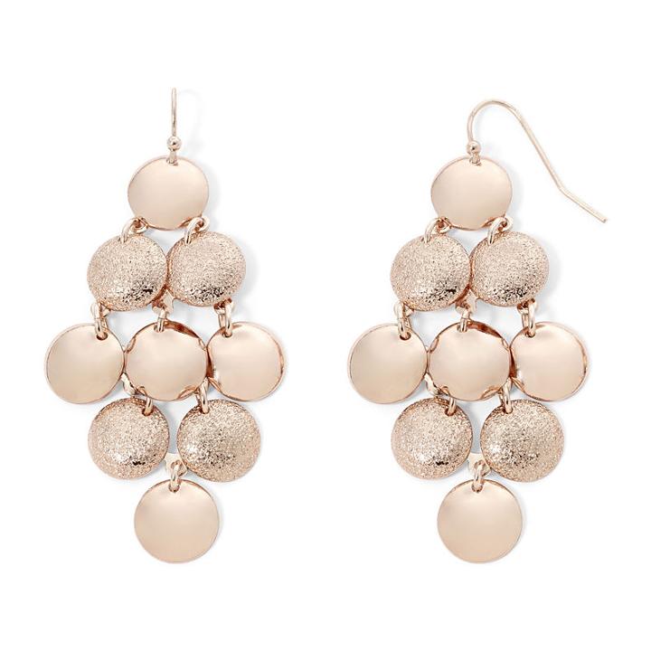 Bold Elements&trade; Rose-tone Hammered Chandelier Earrings