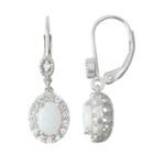 Lab-created Opal & White Sapphire Sterling Silver Diamond Accent Leverback Earrings