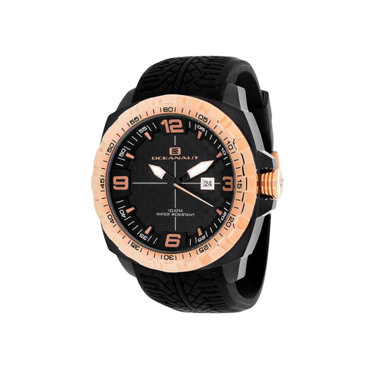 Oceanaut Mens Racer Black Silicon Strap Watch