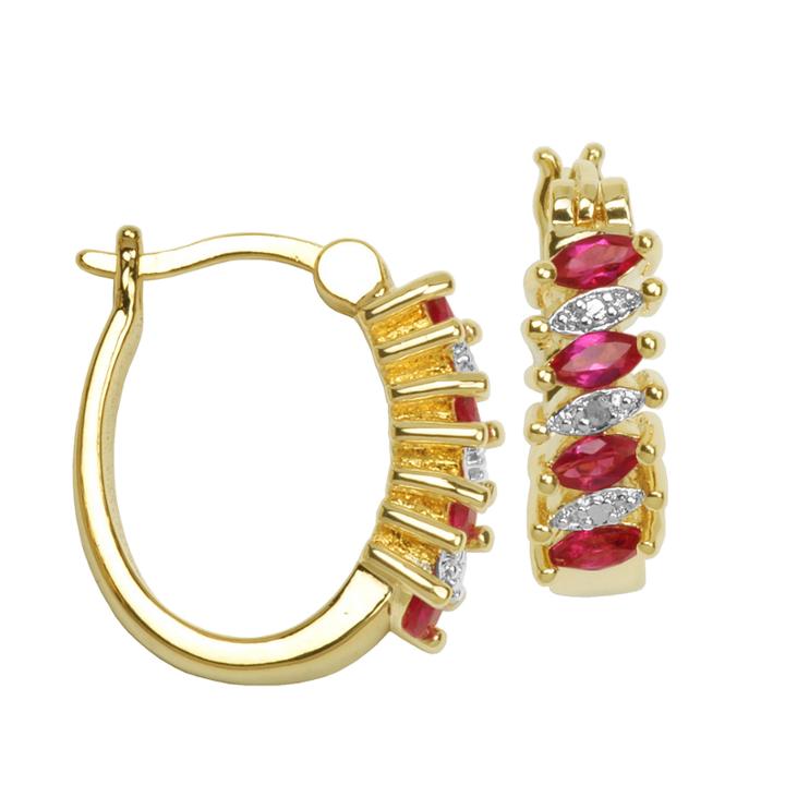 Sparkle Allure Lab Created Ruby Hoop Earrings