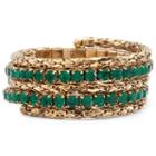 Gold-tone Green Crystal Coil Bracelet
