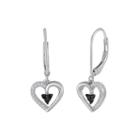 1/6 Ct. T.w. White And Color-enhanced Black Diamond Sterling Silver Heart Drop Earrings
