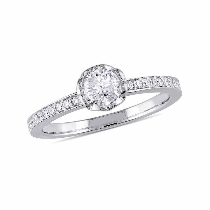 Womens 5/8 Ct. T.w. Genuine Diamond White Engagement Ring