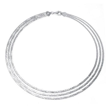Sterling Silver Diamond-cut 3-strand Omega Necklace