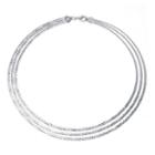 Sterling Silver Diamond-cut 3-strand Omega Necklace