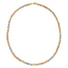 10k Tri-color Gold 4.48mm Hollow Stampato Link Necklace